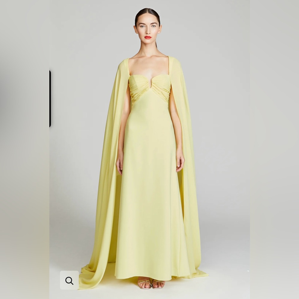 Halston Yellow Alma Cape with Georgette Gown